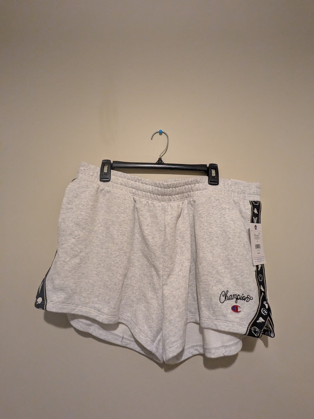 Champion Light Gray Athletic Shorts with Black Trim